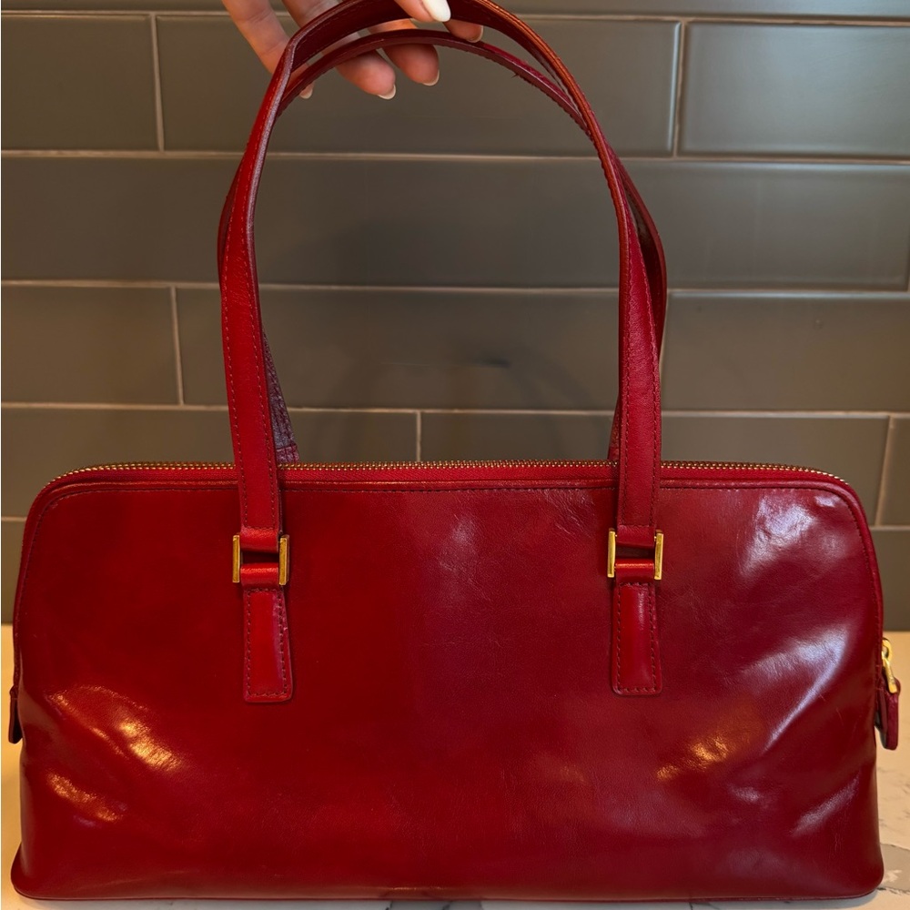 Monsac Vintage Red/Burgundy Leather Over the shoulder Purse Bag